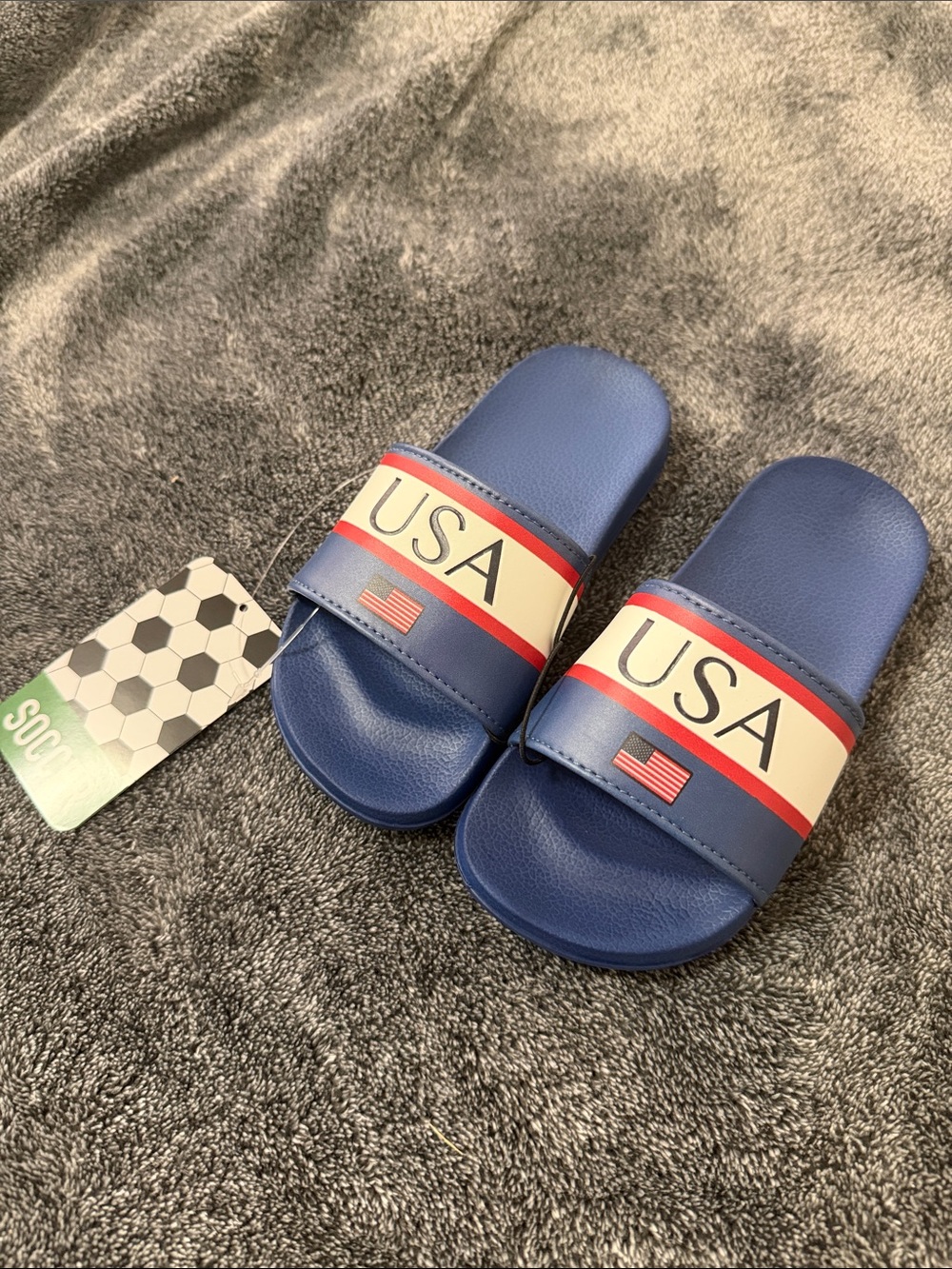 Blue USA Flag Slide Sandals
